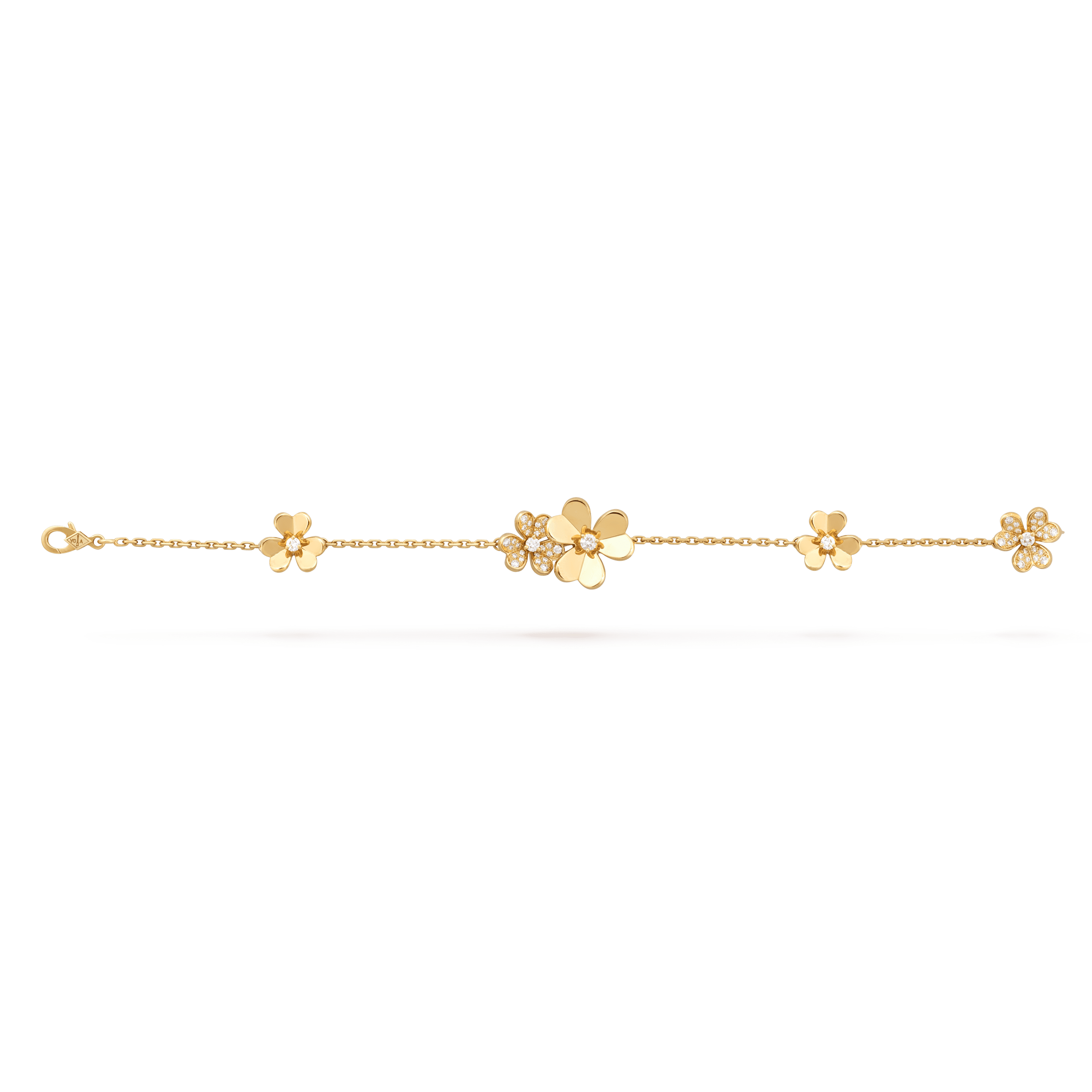 フリヴォル ブレスレット、5フラワー, イエローゴールド, ダイヤモンド: 53 石, 0.62 カラット, Open, Jewelry Bracelet