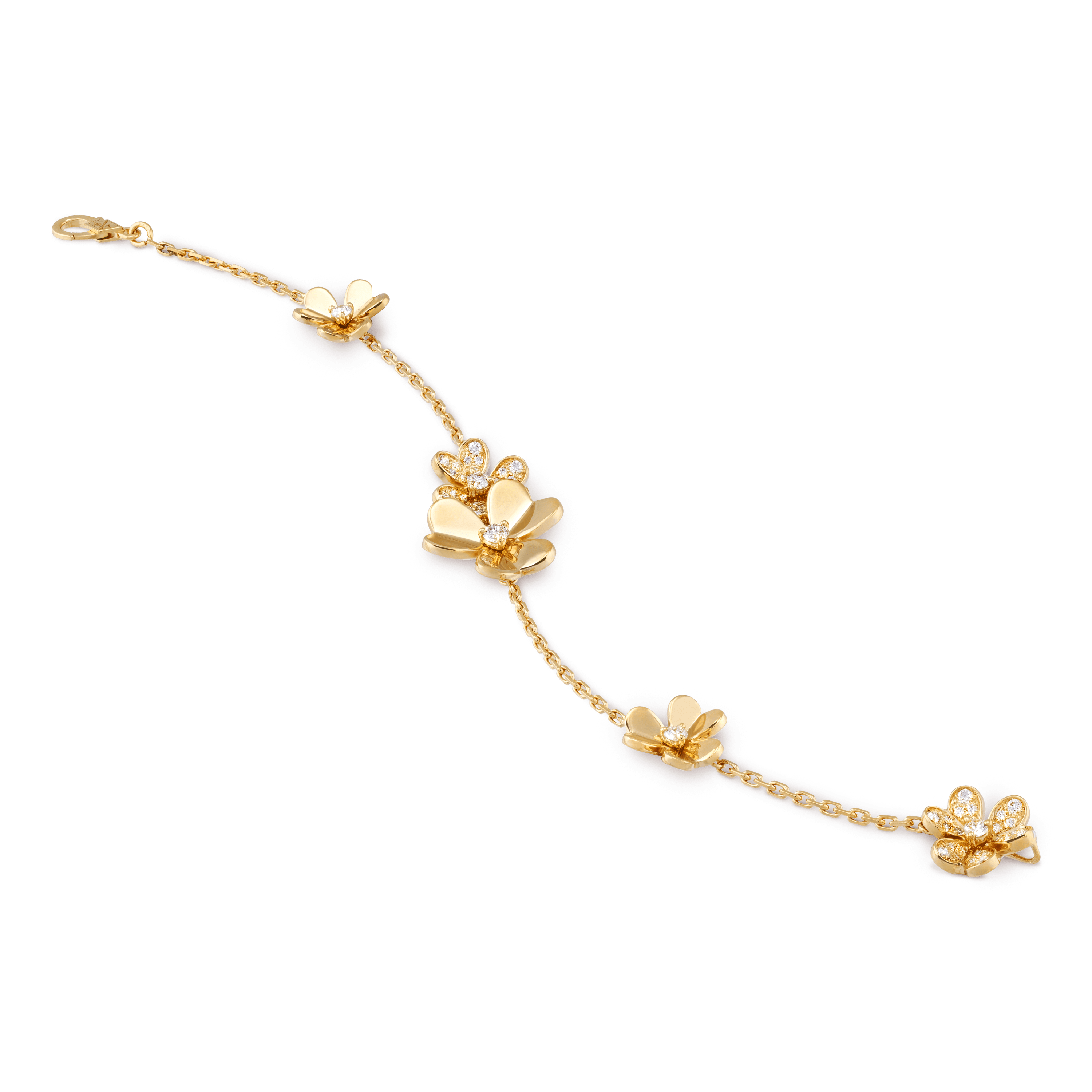 フリヴォル ブレスレット、5フラワー, イエローゴールド, ダイヤモンド: 53 石, 0.62 カラット, Close Up, Jewelry Bracelet