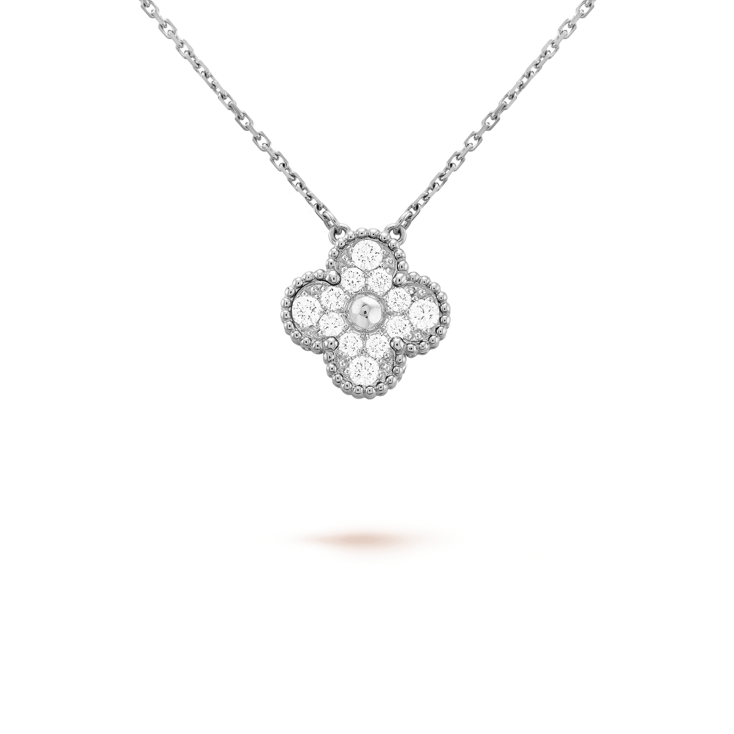 ヴィンテージ アルハンブラ ペンダント, ホワイトゴールド, ダイヤモンド: 12 石, 0.48 カラット, Detail, Jewelry Pendent