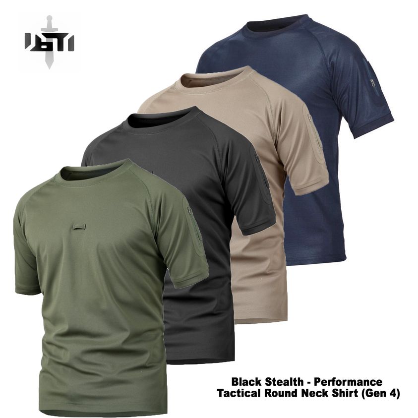 Black Stealth - Performance Tactical Round Neck Shirt (Gen 4)