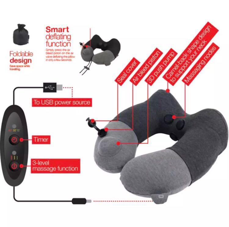 Travelmall - 3D Inflatable Massage Neck Pillow