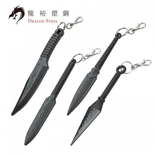 Dragon Steel - (KN-410K-PP) Flying Kunai Darts Set of 4 - Black-Tactical.com