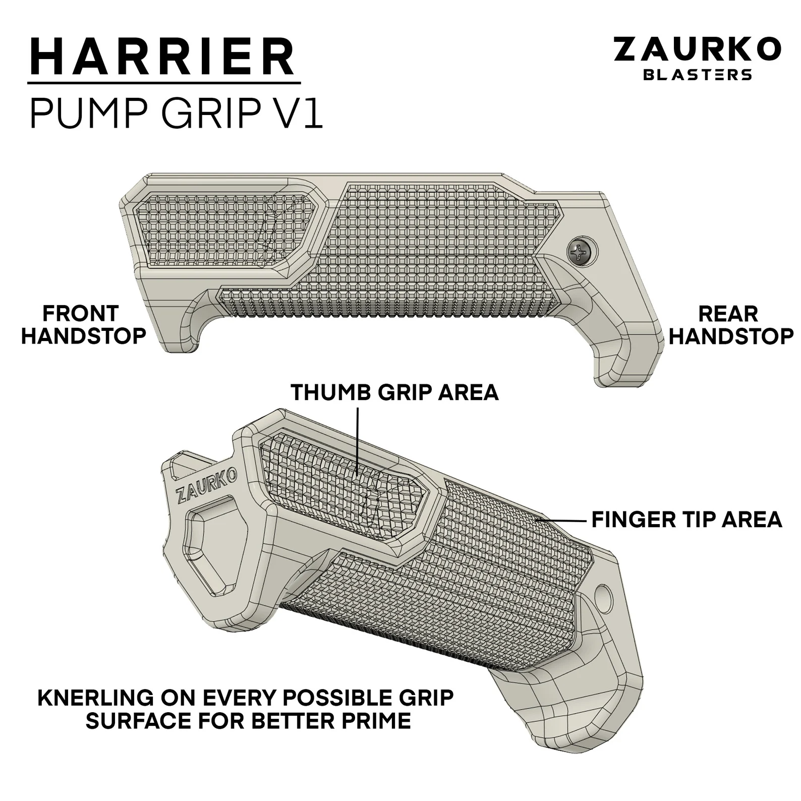 Zaurko Blasters - Harrier Pump Grip (PLA)