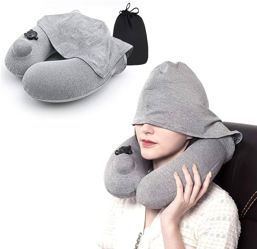 Travelmall - 3D Inflatable Neck Pillow w. Hood