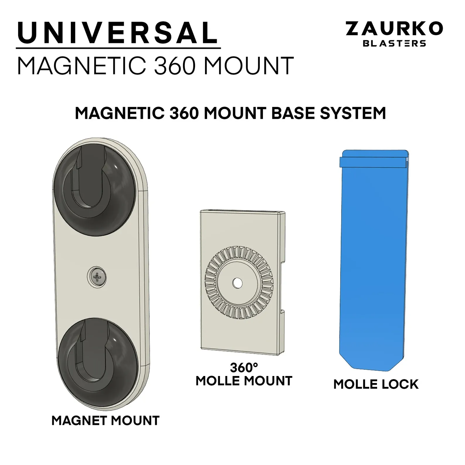 Zaurko Blasters - Universal Magnetic 360 Weapon Mount