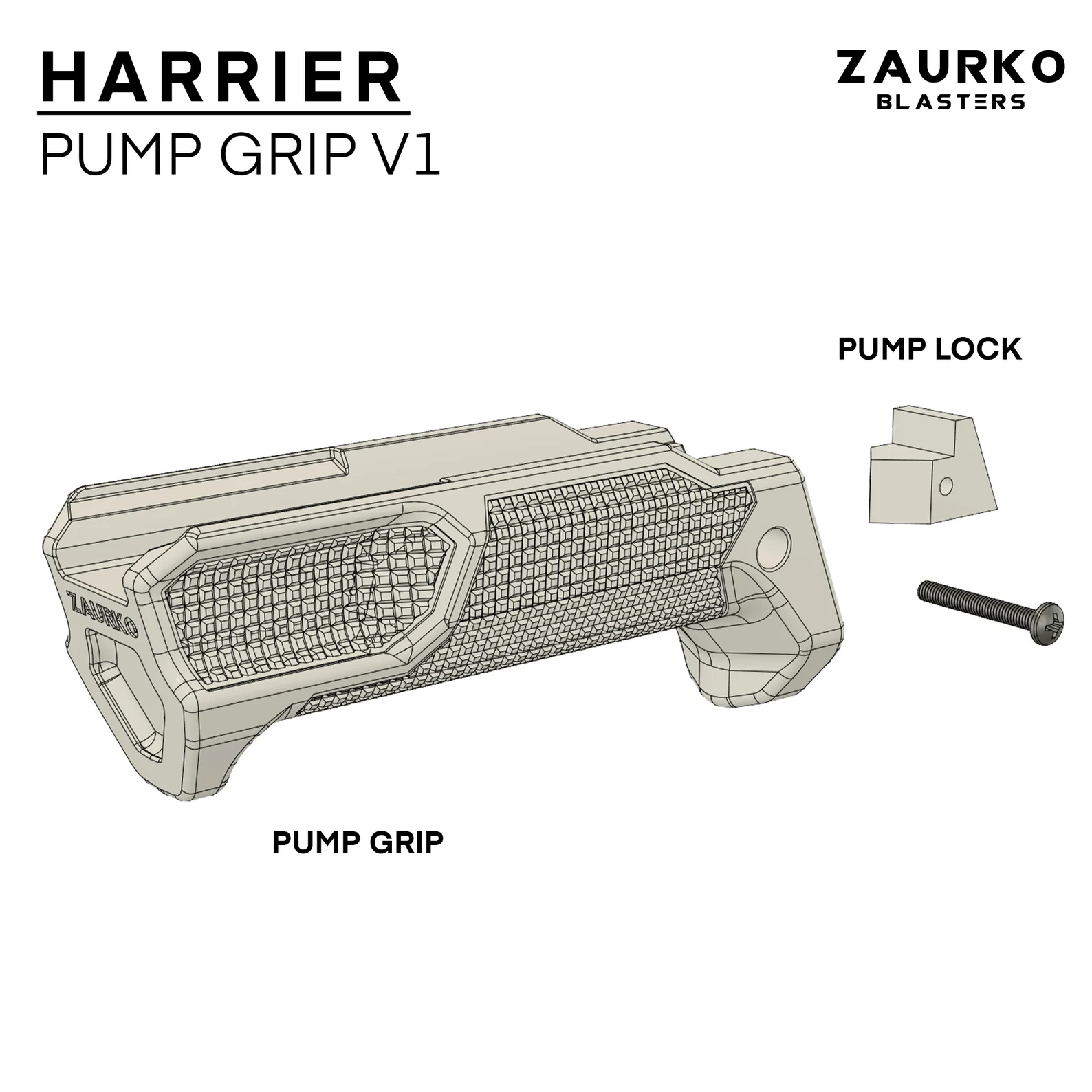 Zaurko Blasters - Harrier Pump Grip (PLA)