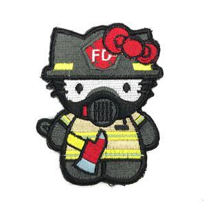 Embroidery Patch - HK Firefighter Kitty - Black-Tactical.com