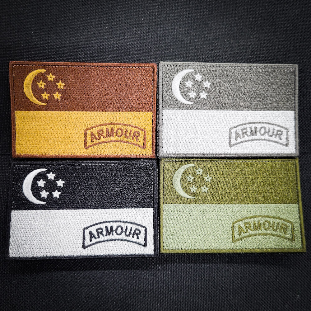 Singapore Flag Armour Embroidered Velcro Morale Patch - Singapore Series