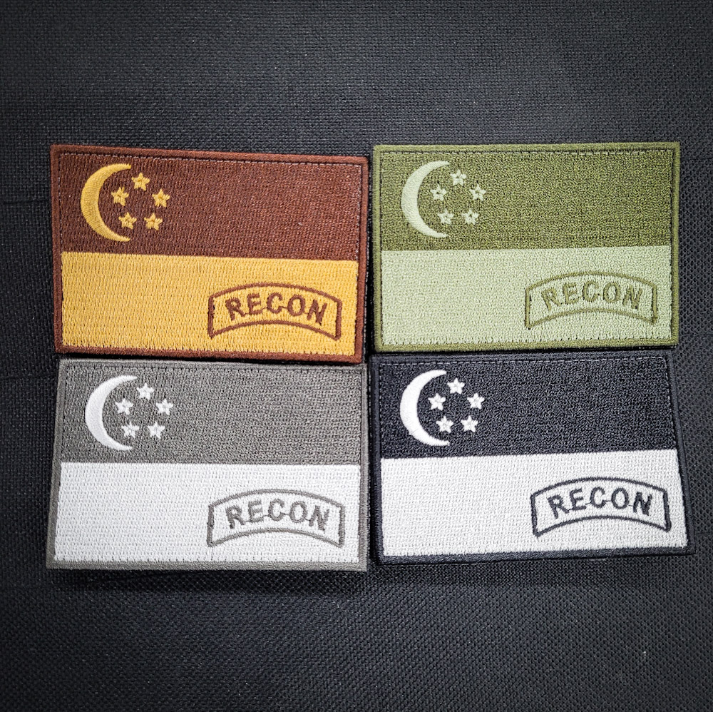 Singapore Flag Recon Embroidered Velcro Morale Patch - Singapore Series