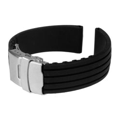 Silicone Butterfly Clasp Watch Strap (Stripe) (22mm)