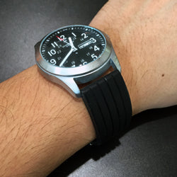 Silicone Butterfly Clasp Watch Strap (Stripe) (22mm)