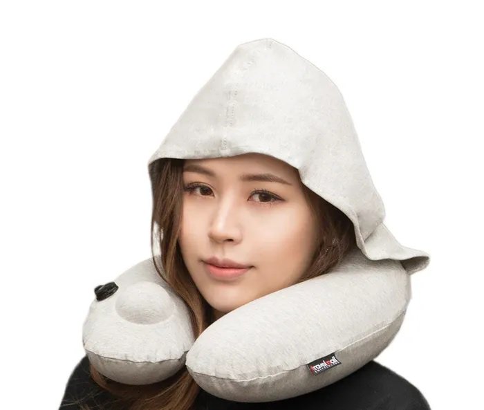 Travelmall - 3D Inflatable Neck Pillow w. Hood