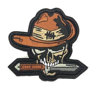 Embroidery Patch - Skull Cowboy Knife - Black-Tactical.com