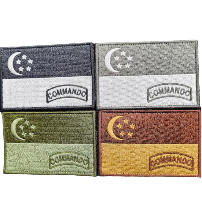 Singapore Flag Commando Embroidered Velcro Morale Patch Singapore Se