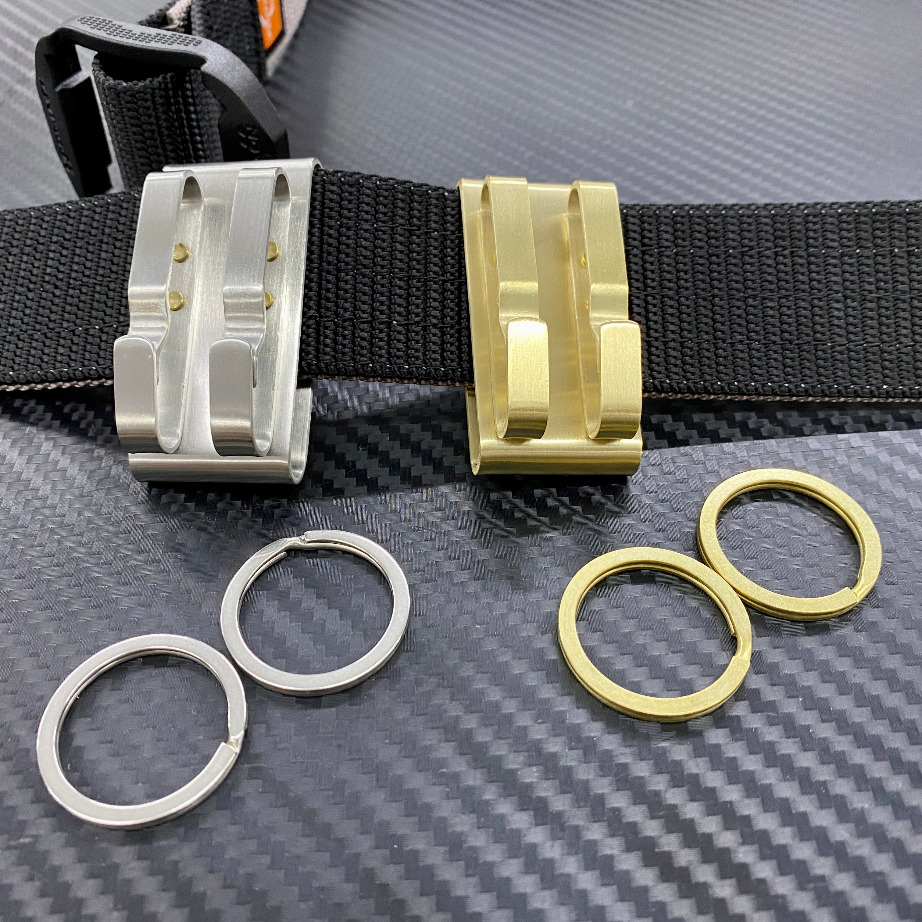 Double Keychain Belt Holder (Brass / Stainless Steel)