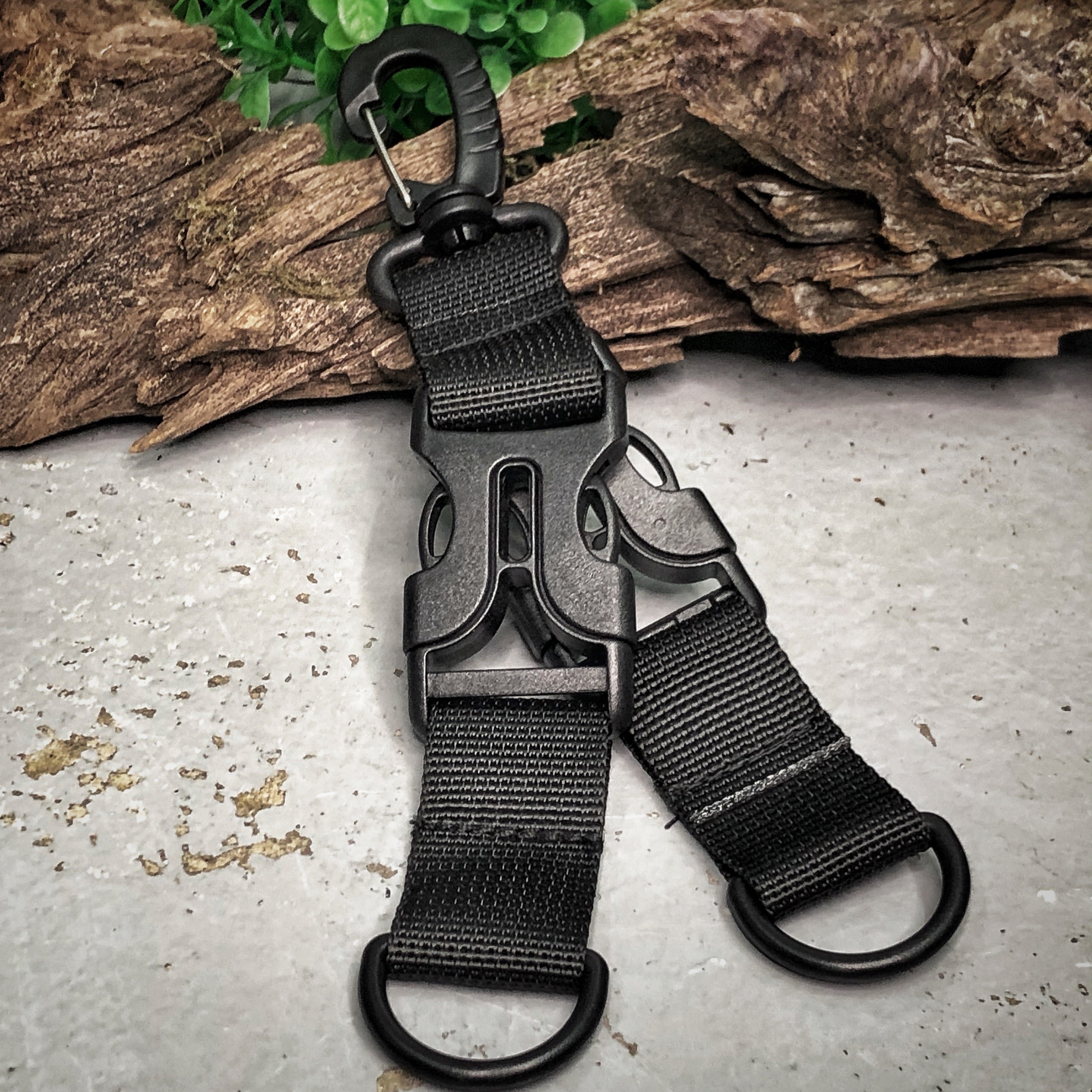 Black Stealth -  Detachable Dual Keyring Split with Hook