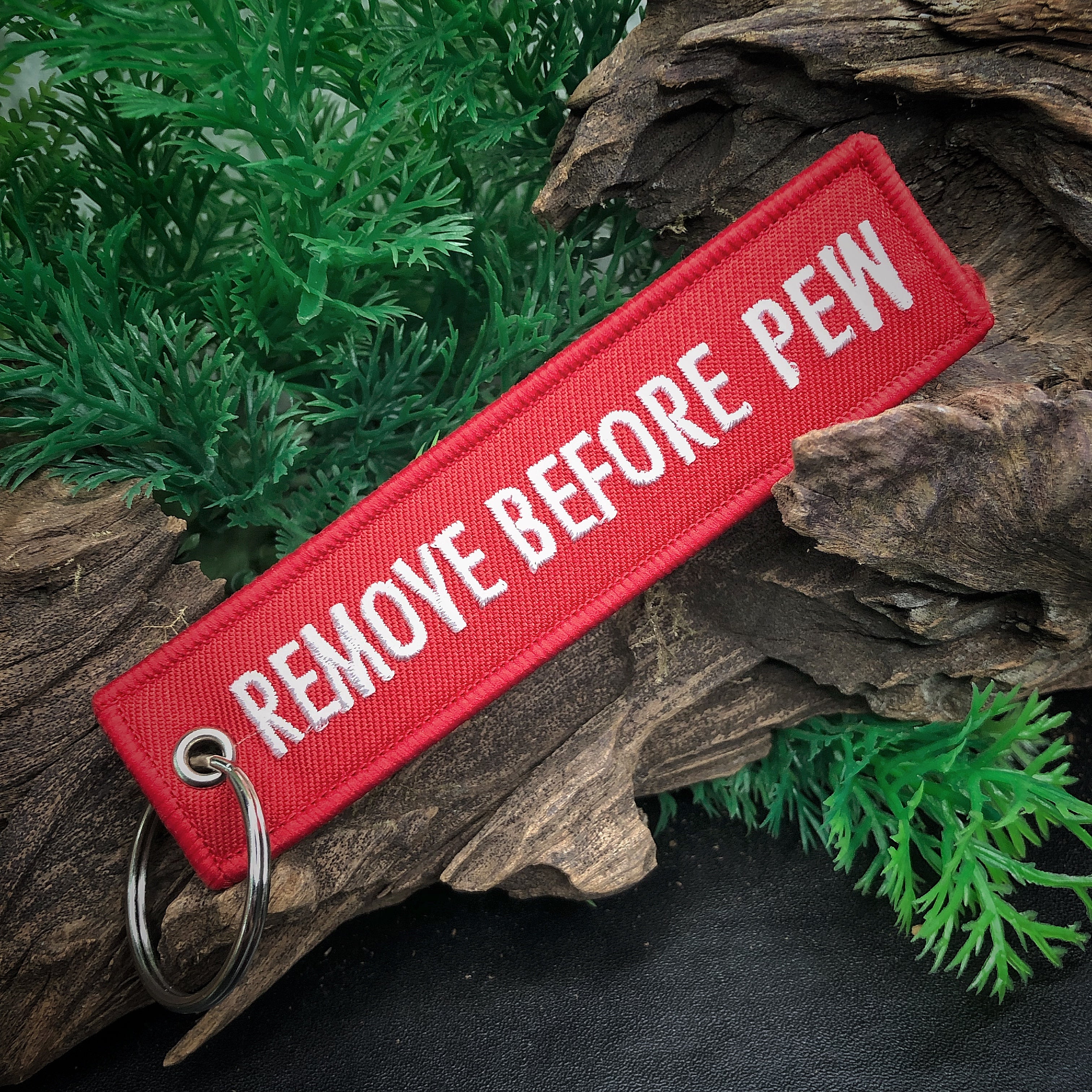Gear Tag - Remove Before Pew keychain