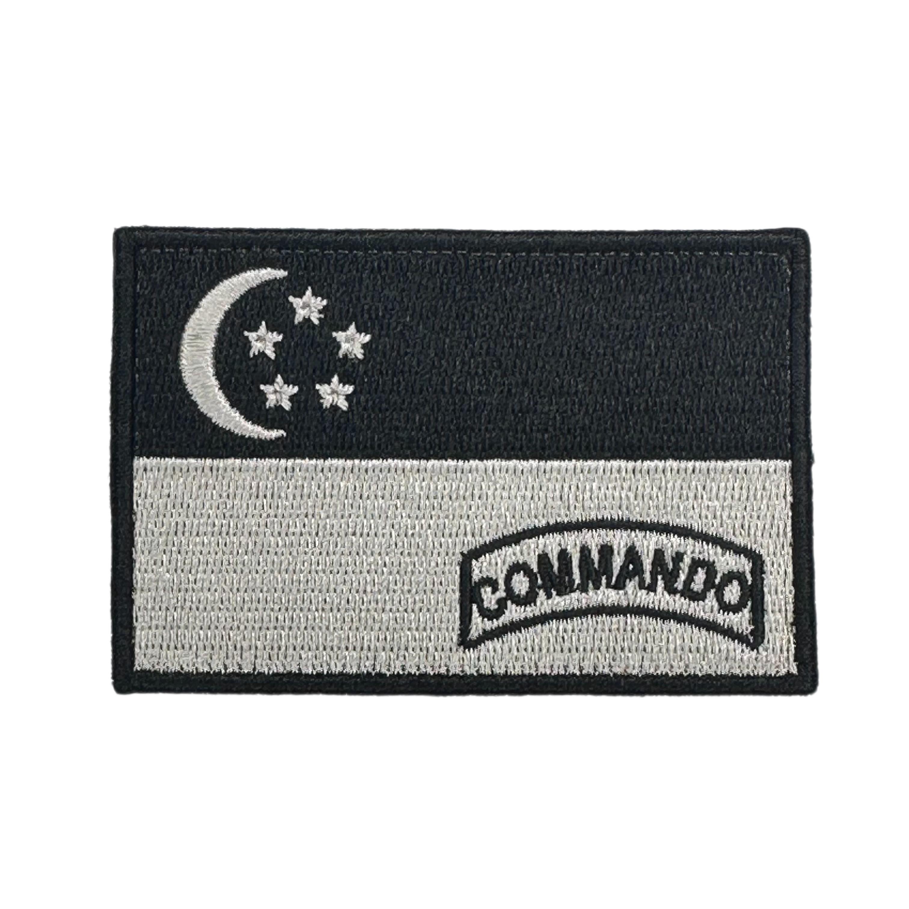 Singapore Flag Commando Embroidered Velcro Morale Patch - Singapore Series