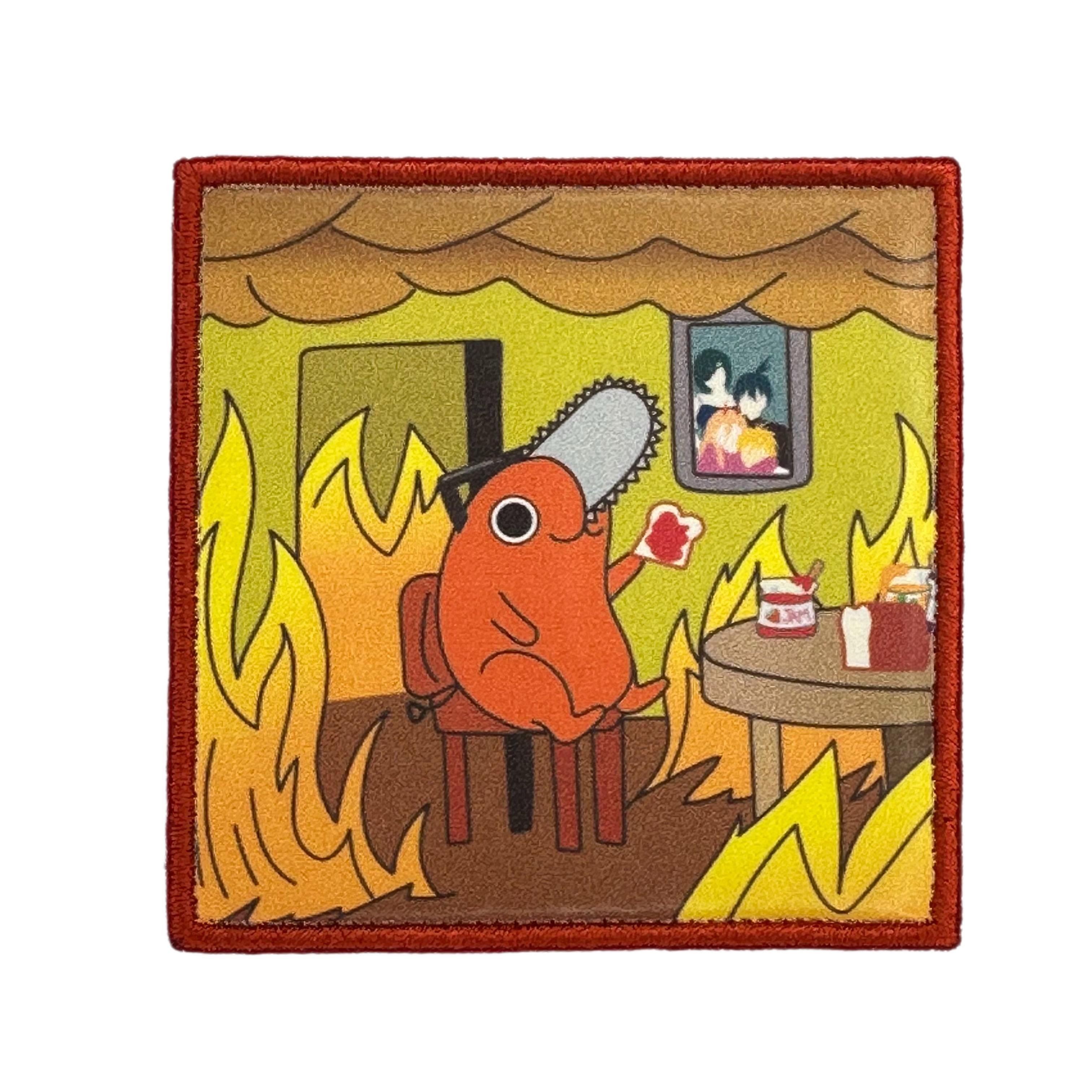 Printed Morale Patches - Pochita This is Fine Meme Morale Patch