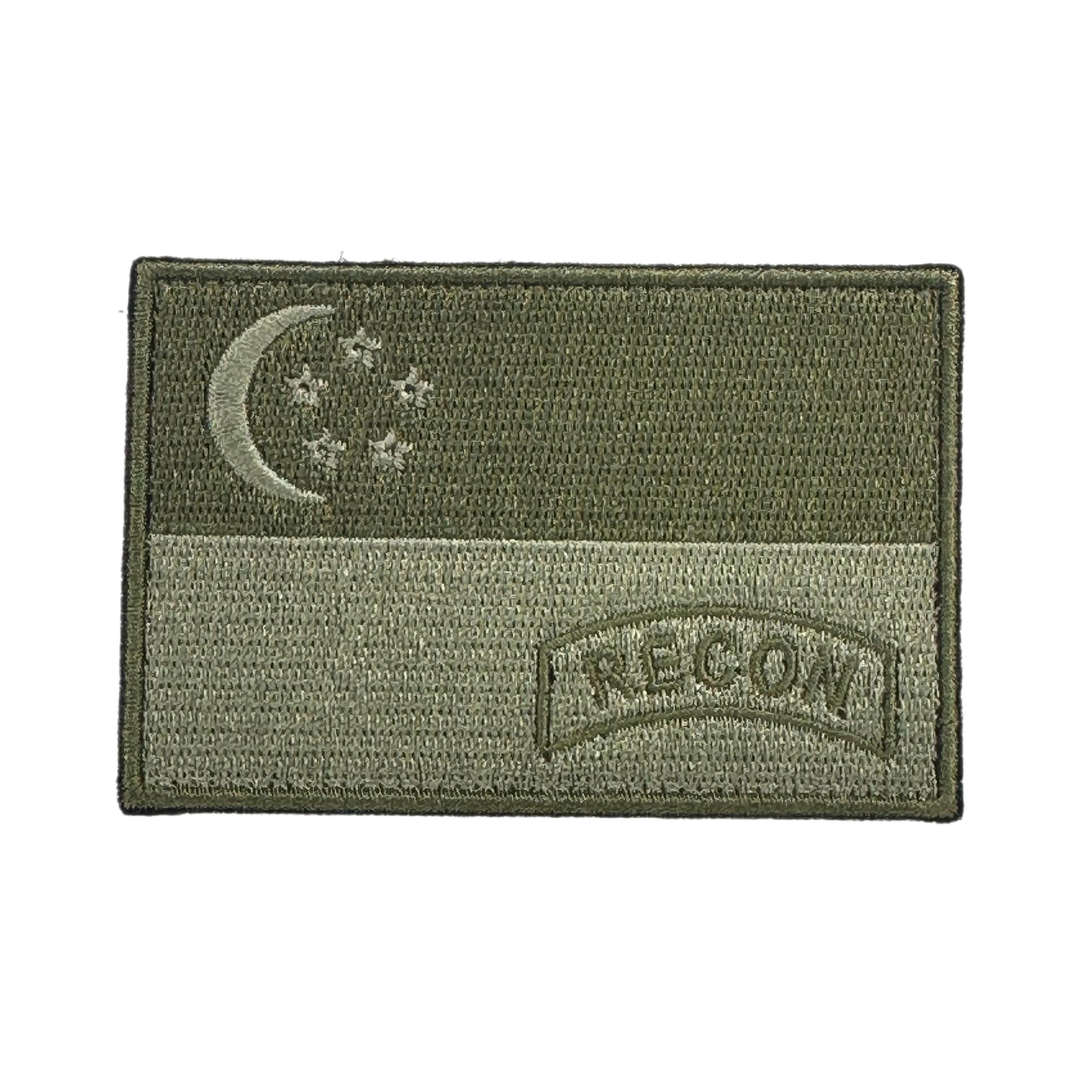 Singapore Flag Recon Embroidered Velcro Morale Patch Singapore Serie