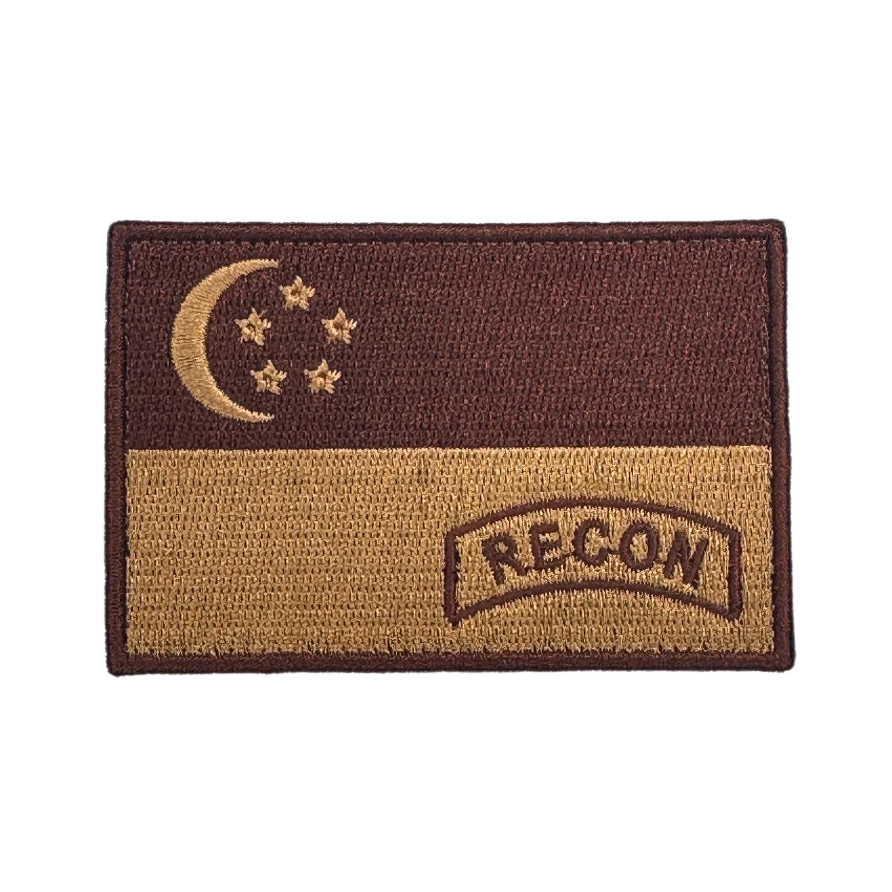 Singapore Flag Recon Embroidered Velcro Morale Patch - Singapore Series