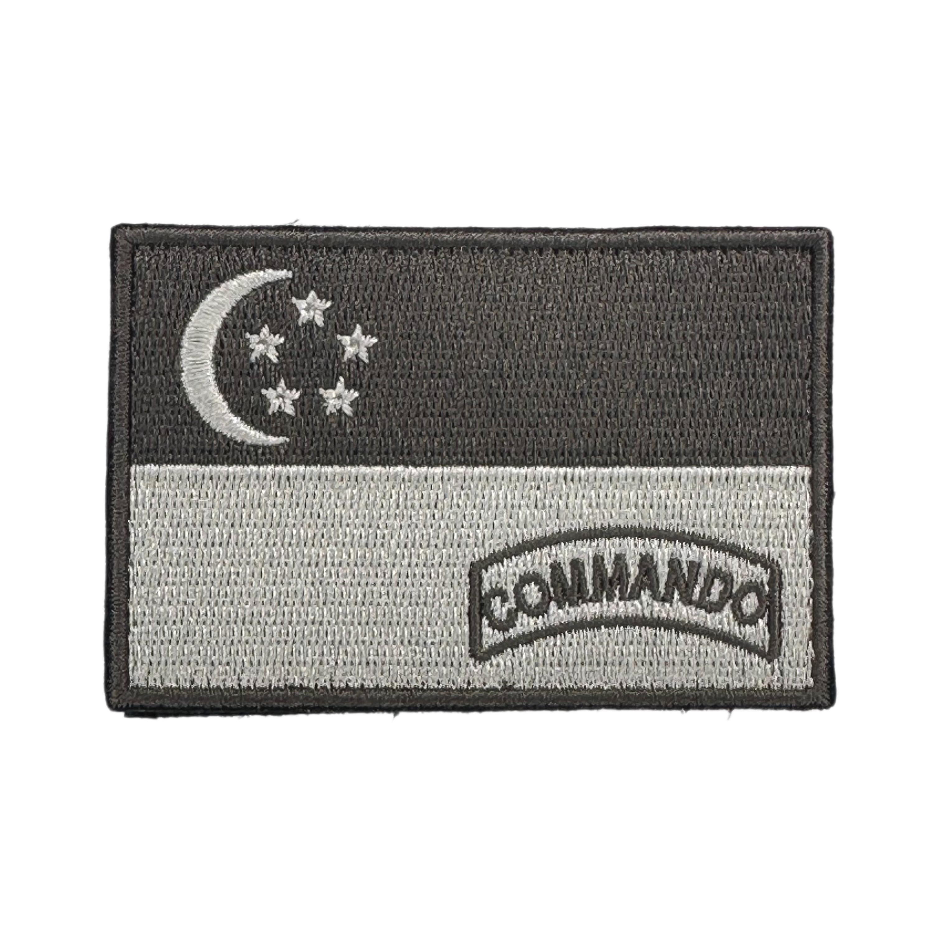 Singapore Flag Commando Embroidered Velcro Morale Patch - Singapore Series