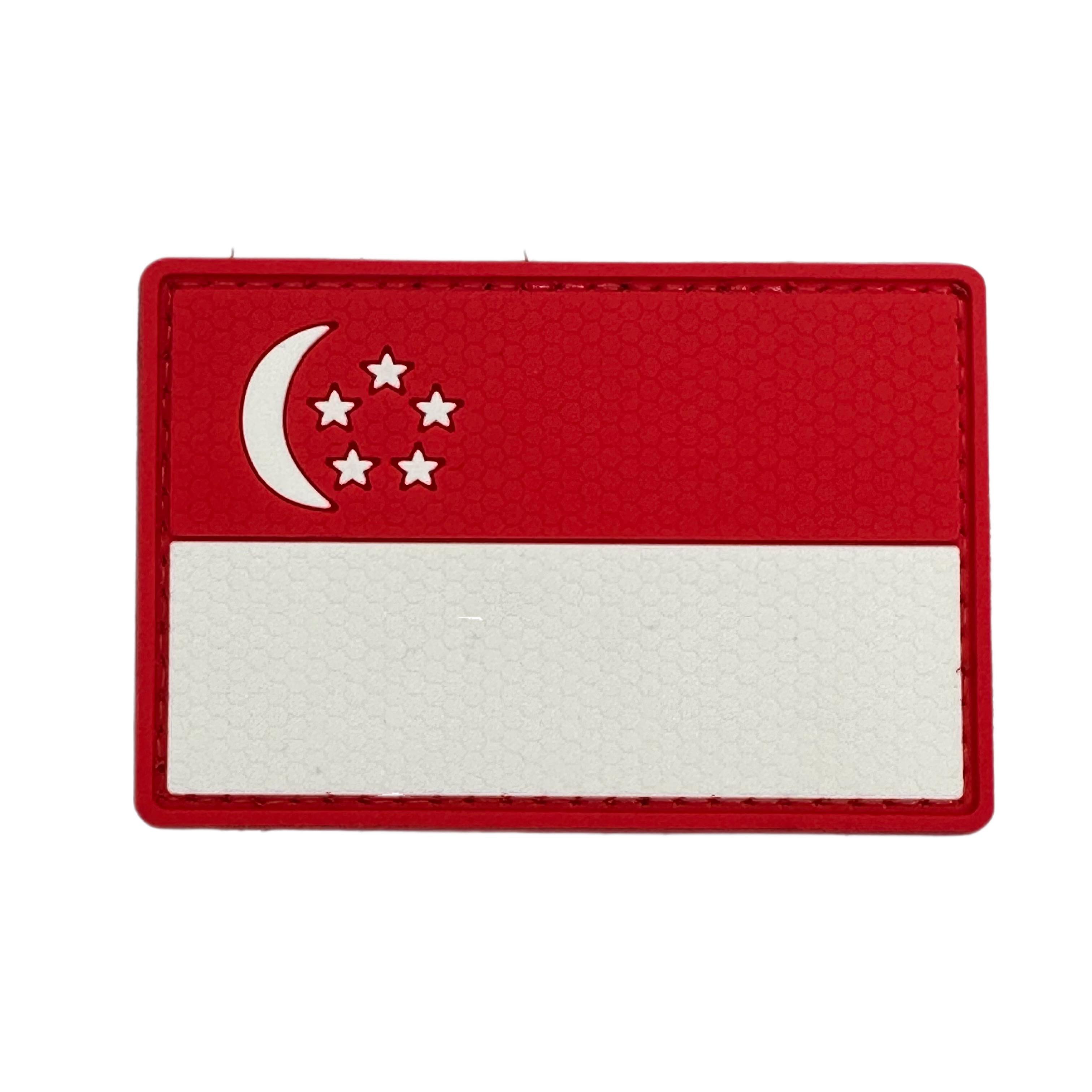 Rubber Patch - Singapore Flag (Honeycomb Textured)