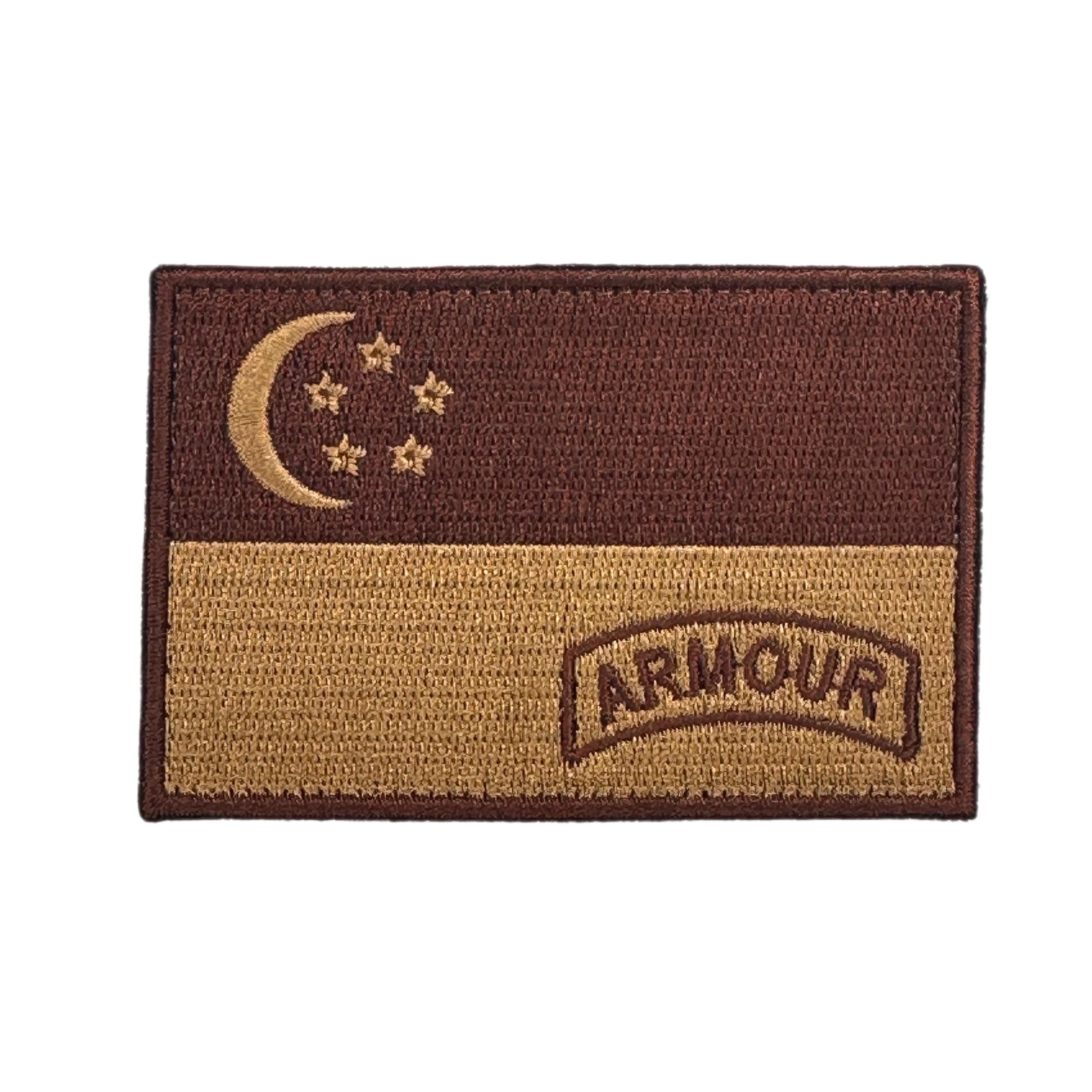 Singapore Flag Armour Embroidered Velcro Morale Patch - Singapore Series