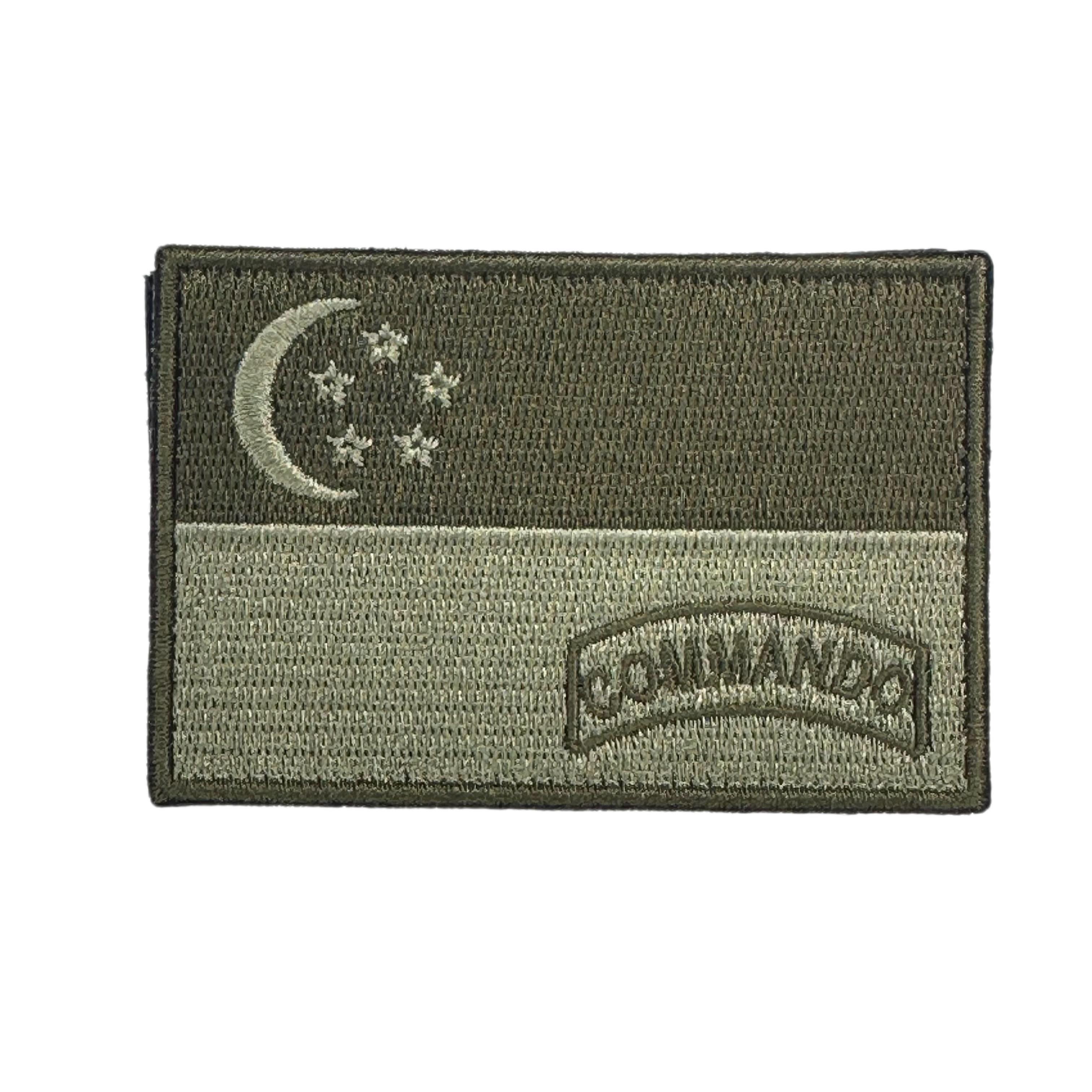 Singapore Flag Commando Embroidered Velcro Morale Patch - Singapore Series