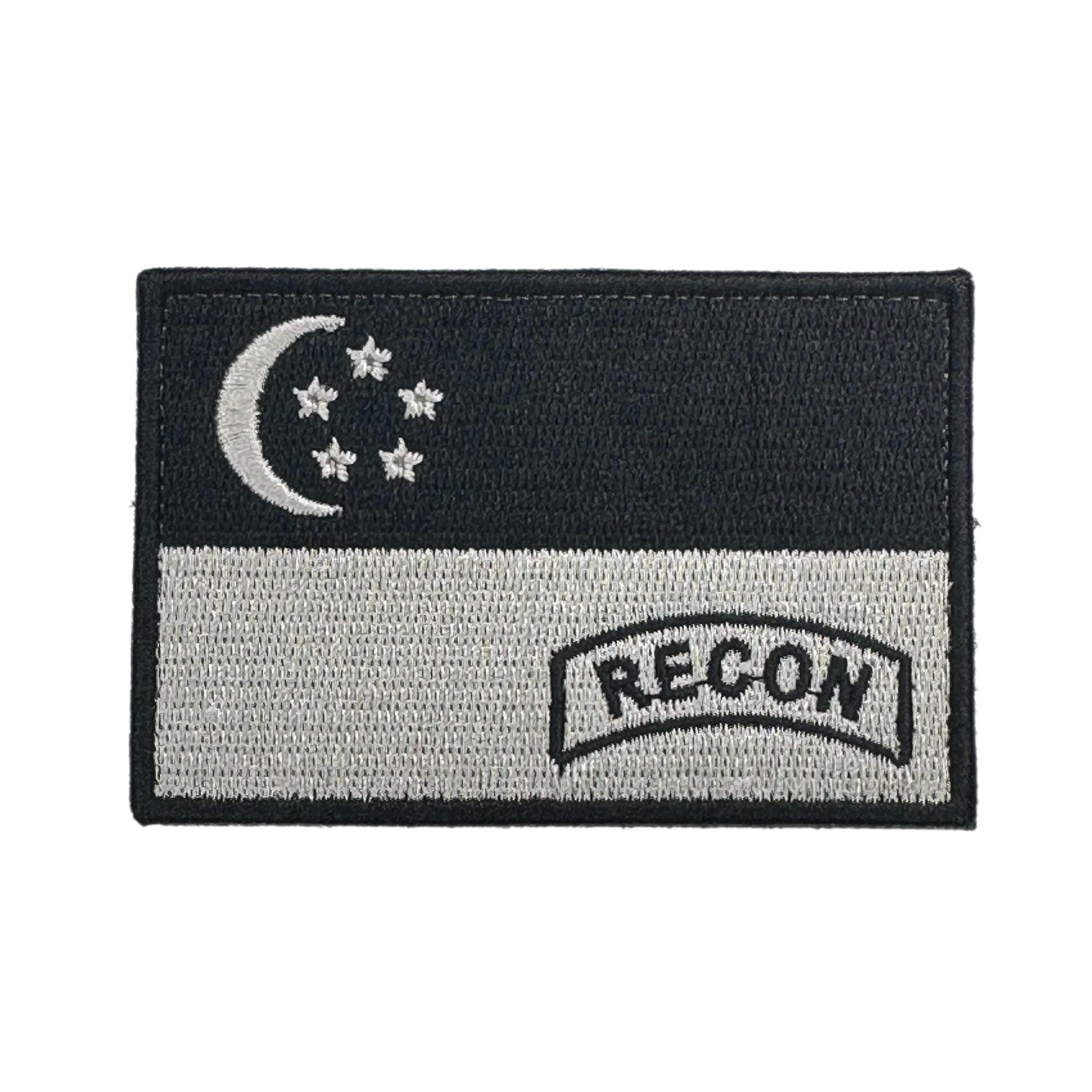 Singapore Flag Recon Embroidered Velcro Morale Patch - Singapore Series