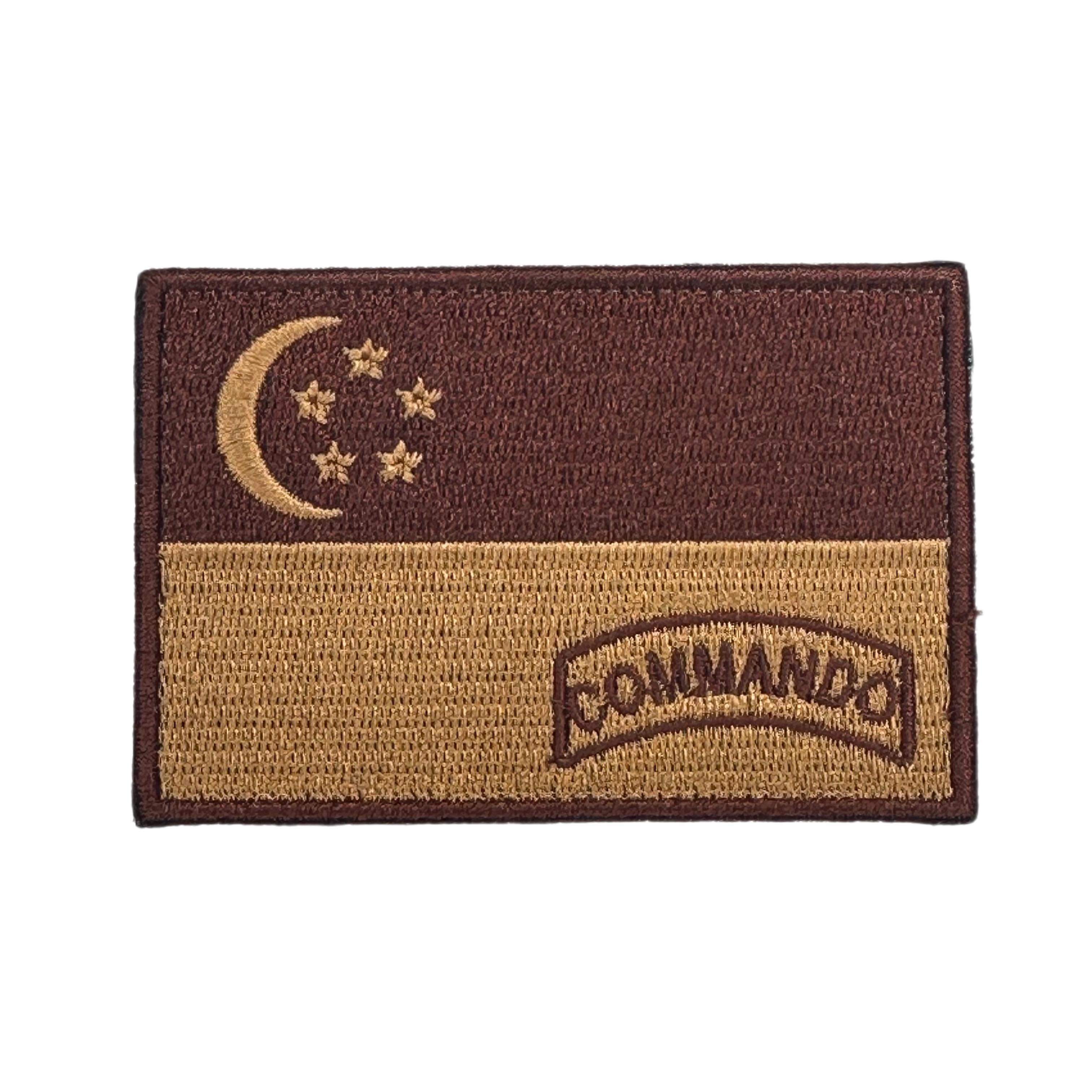 Singapore Flag Commando Embroidered Velcro Morale Patch - Singapore Series
