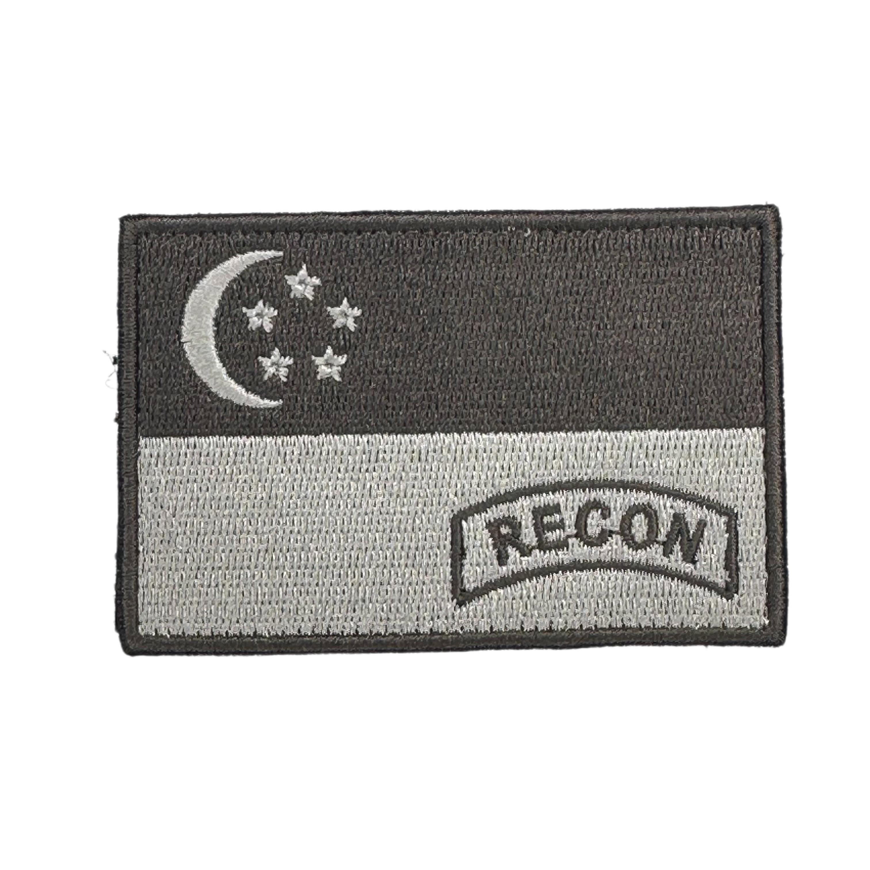 Singapore Flag Recon Embroidered Velcro Morale Patch Singapore Serie