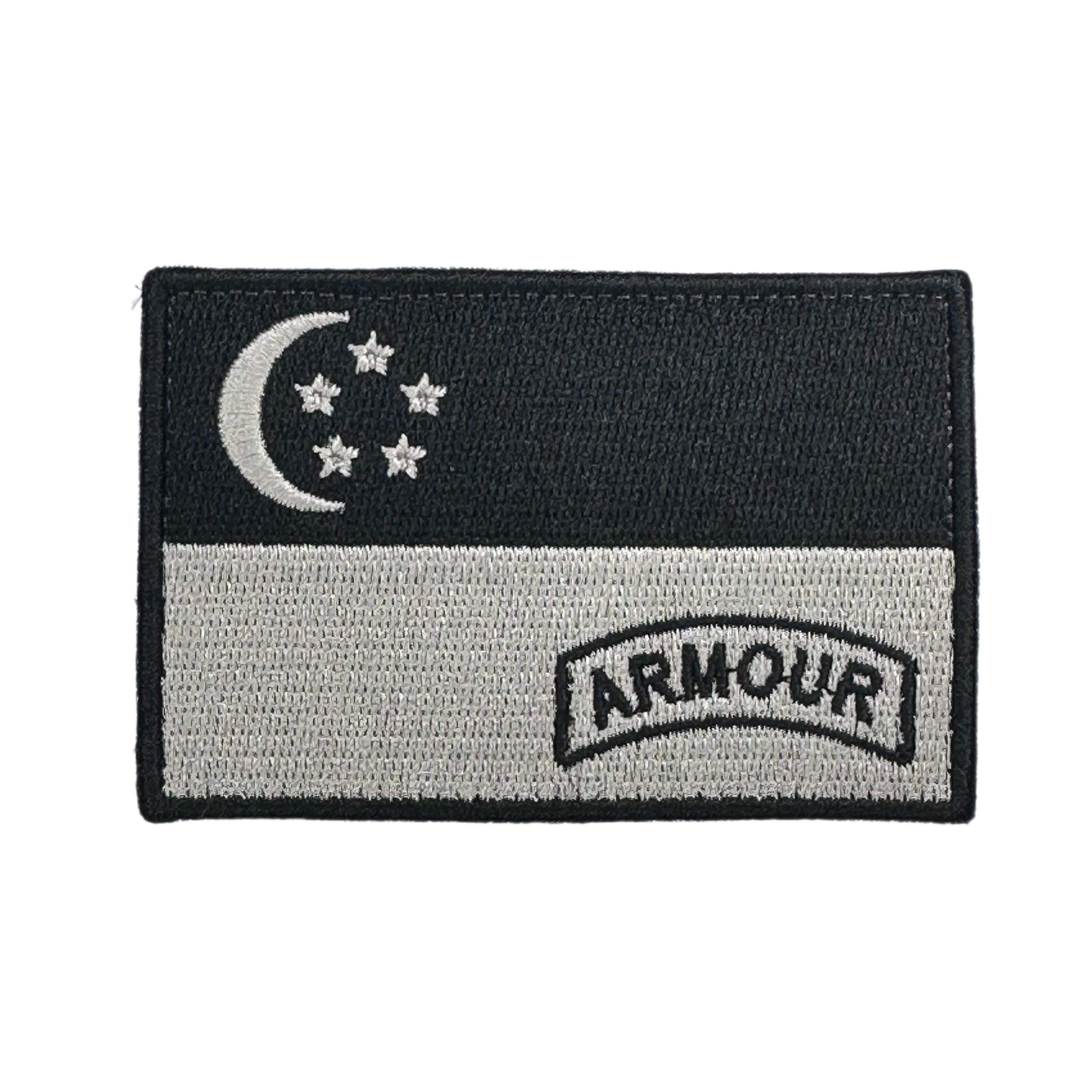 Singapore Flag Armour Embroidered Velcro Morale Patch - Singapore Series