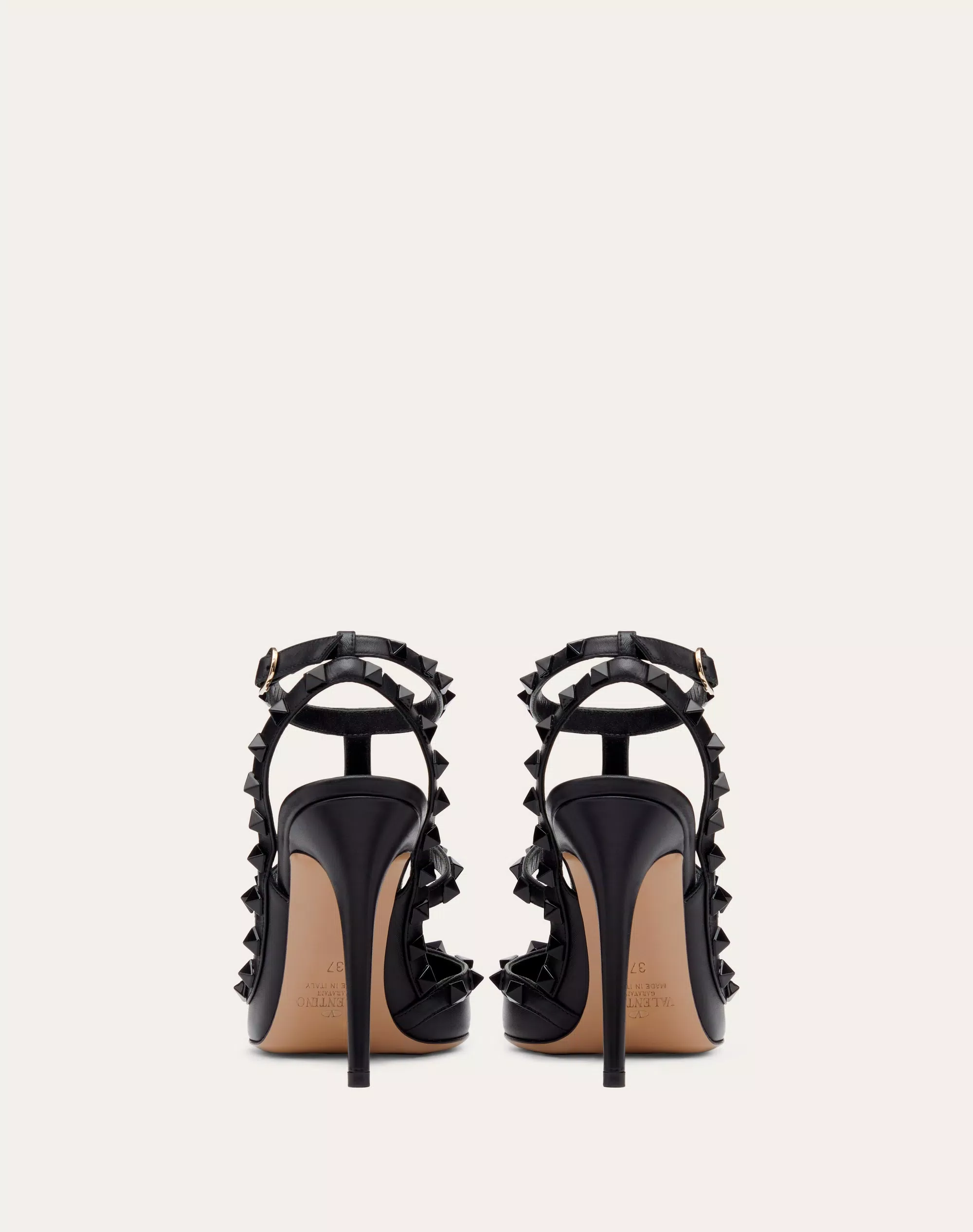 ROCKSTUD ANKLE STRAP PUMP WITH TONAL STUDS 100 MM