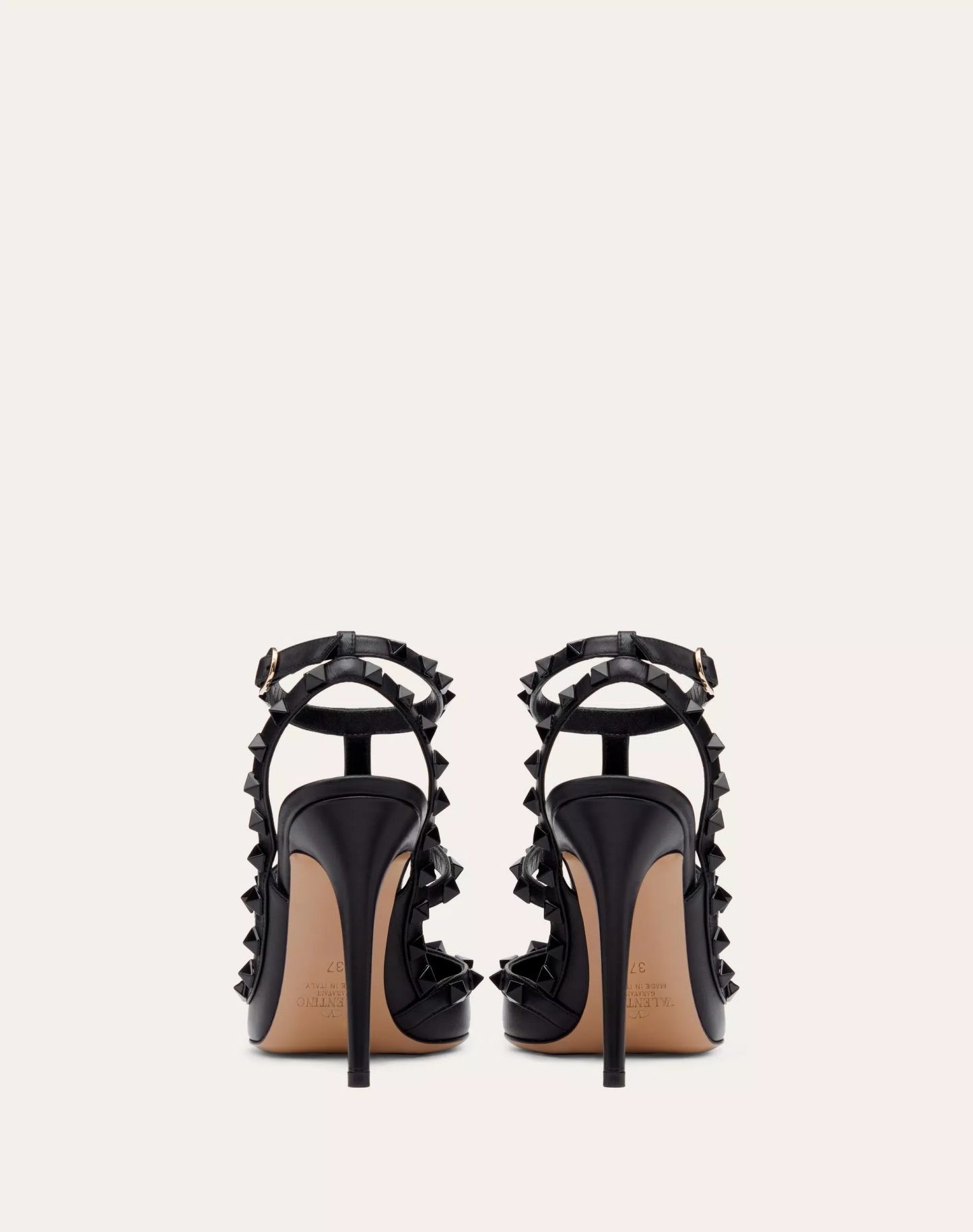 ROCKSTUD ANKLE STRAP PUMP WITH TONAL STUDS 100 MM