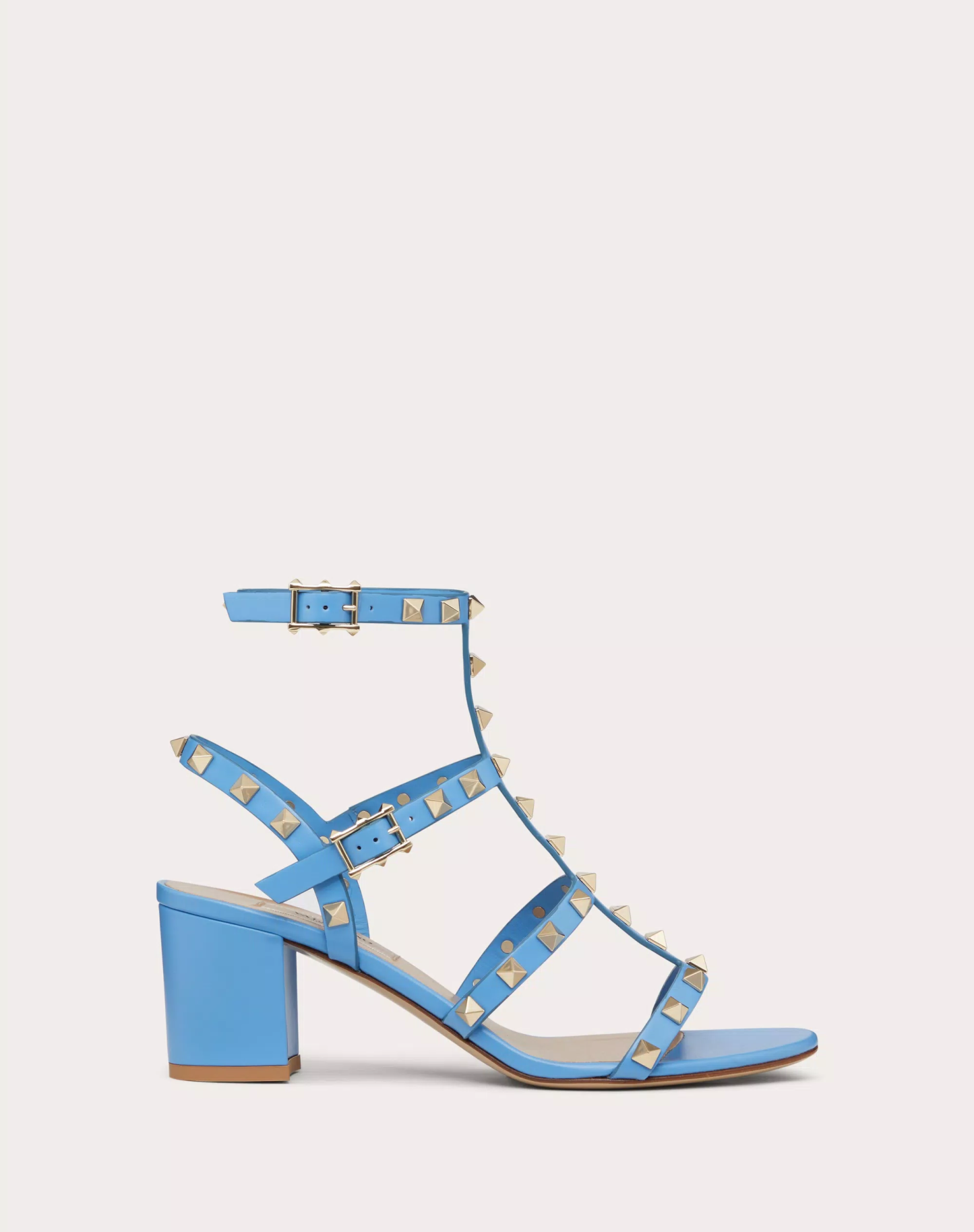 ROCKSTUD CALFSKIN ANKLE STRAP SANDAL 60 MM