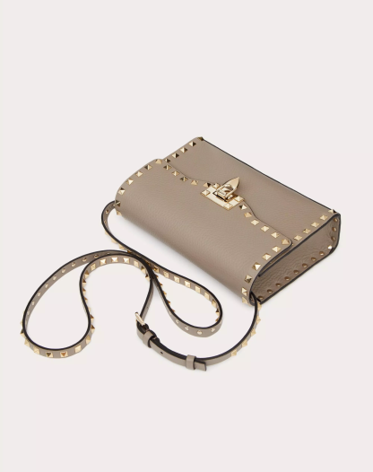 SMALL ROCKSTUD GRAINY CALFSKIN CROSSBODY BAG