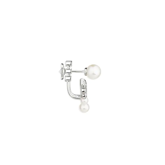 JOSÉPHINE AIGRETTE EARRING White gold, pearls, diamonds