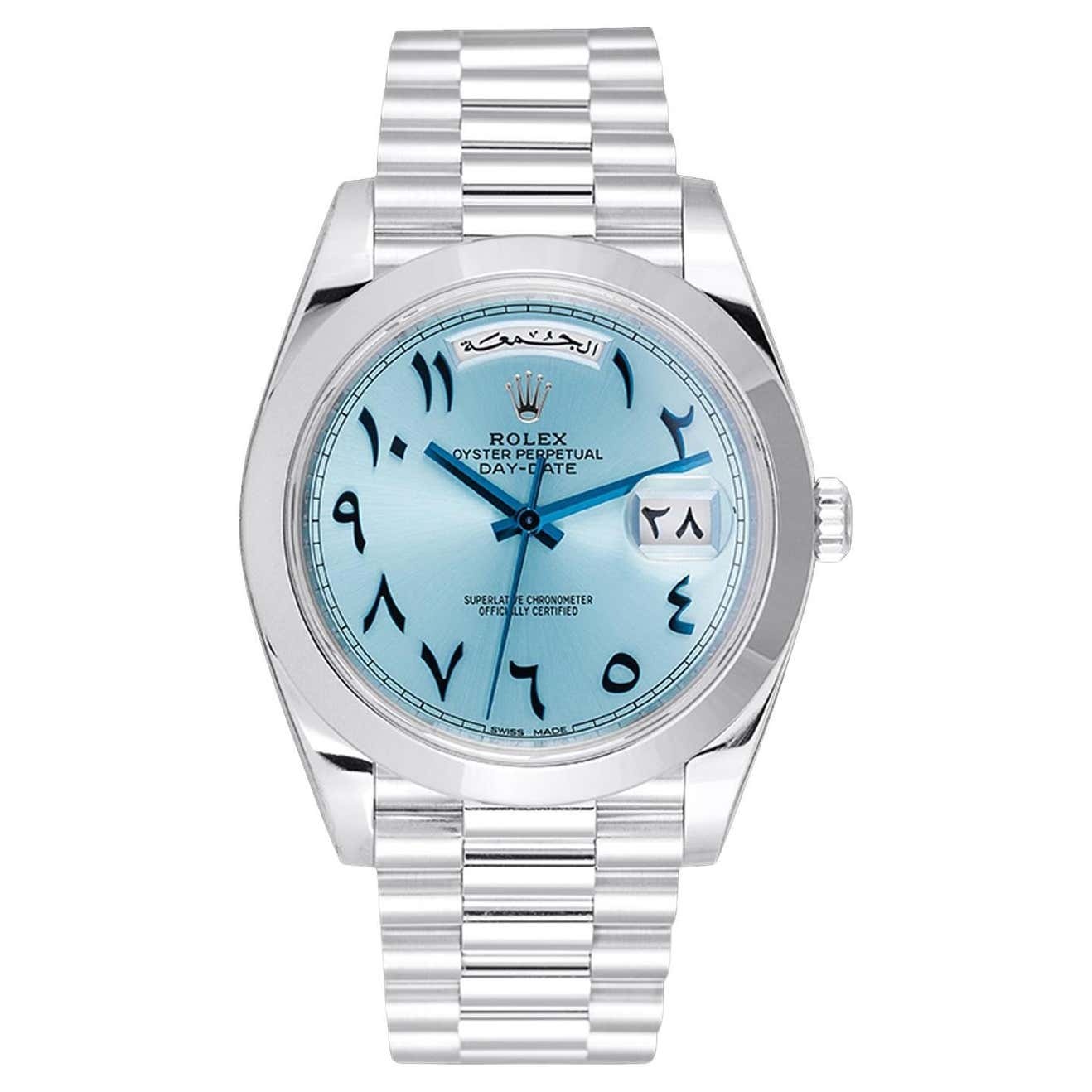 Rolex Day-Date President 40 Ice Blue Arabic Dial Automatic Platinum Watch