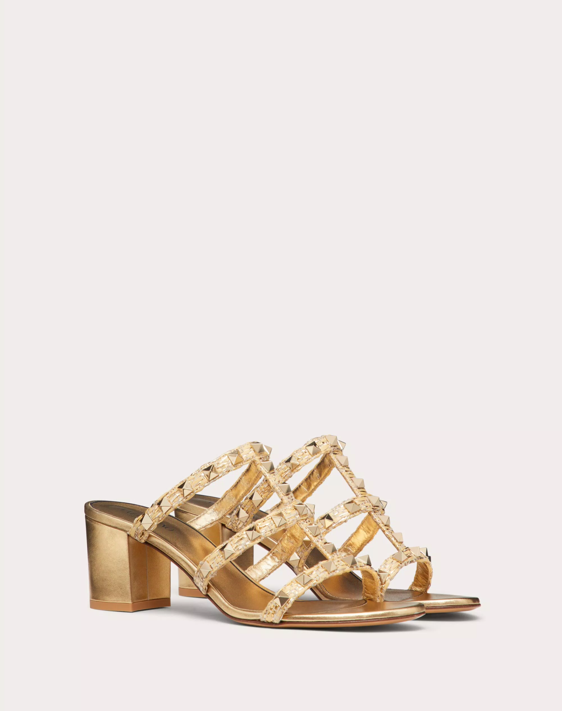 ROCKSTUD RAFFIA SLIDE SANDAL 60MM