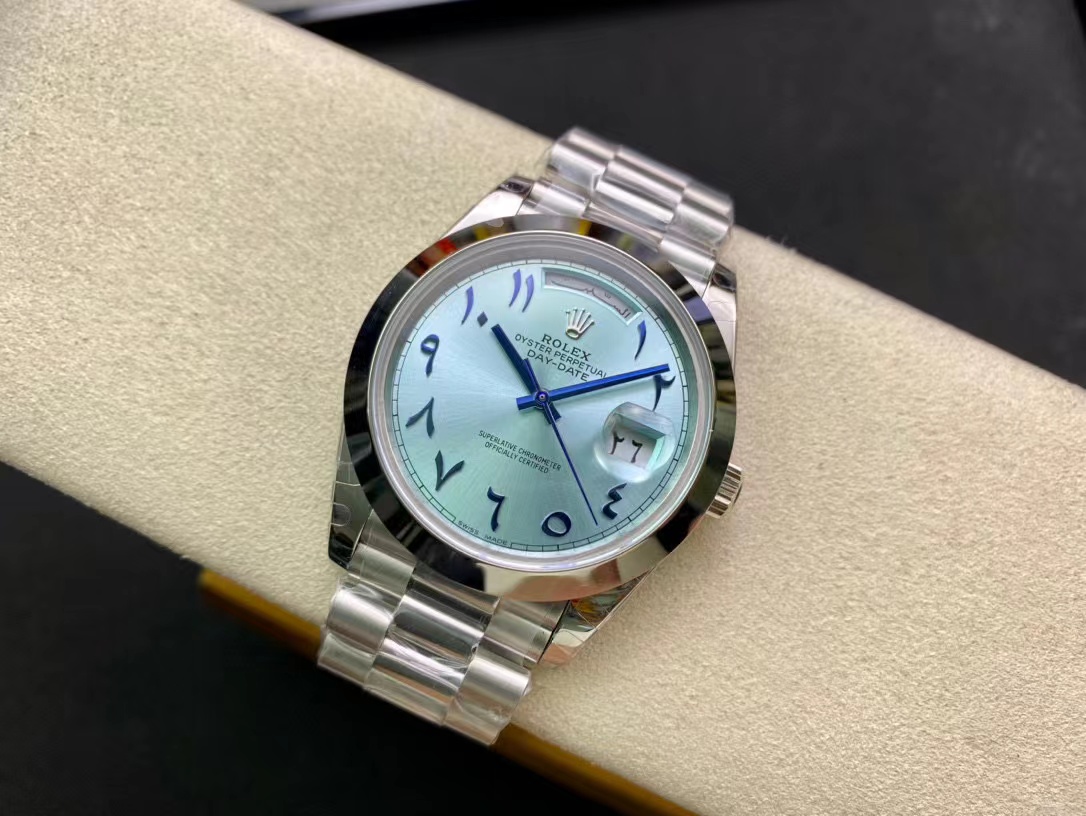 Rolex Day-Date President 40 Ice Blue Arabic Dial Automatic Platinum Watch