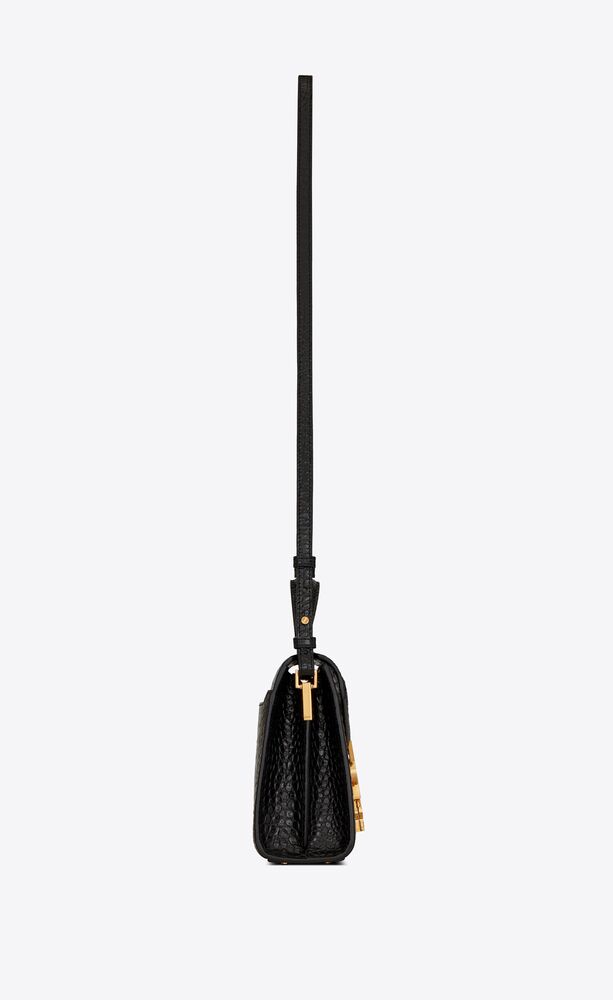CASSANDRA MINI TOP HANDLE BAG IN CROCODILE-EMBOSSED SHINY LEATHER