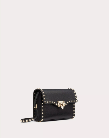 SMALL ROCKSTUD GRAINY CALFSKIN CROSSBODY BAG