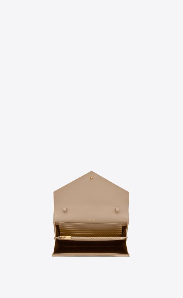 CASSANDRE SAINT LAURENT MATELASSÉ CHAIN WALLET IN GRAIN DE POUDRE EMBOSSED LEATHER