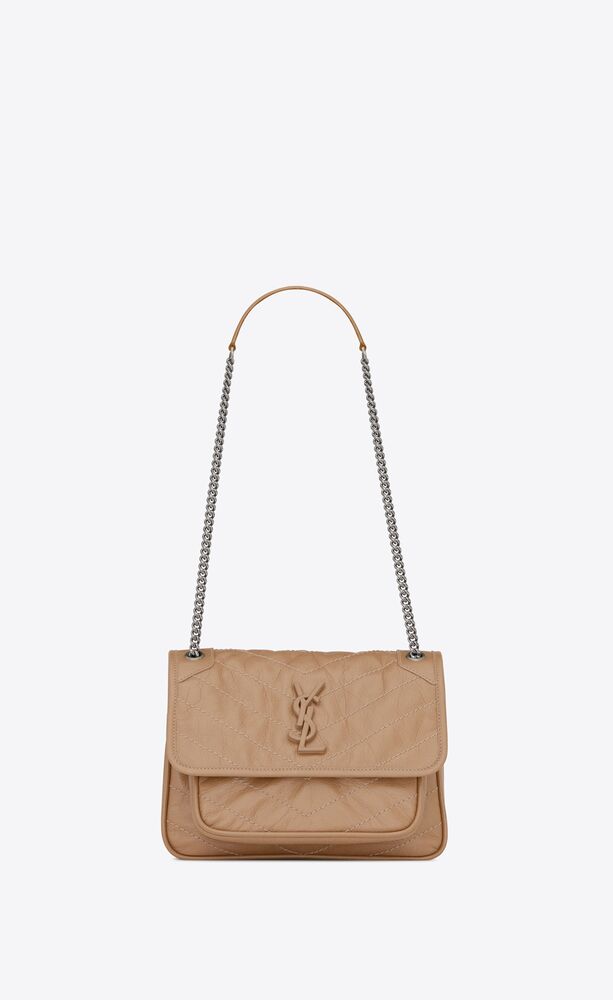 NIKI BABY CHAIN BAG IN CRINKLED VINTAGE LEATHER