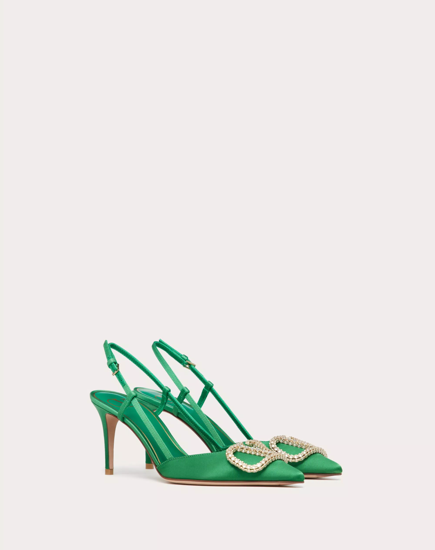 VLOGO SIGNATURE SATIN SLINGBACK PUMPS 80MM