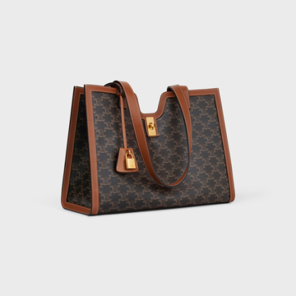 CABAS 16 IN TRIOMPHE CANVAS AND CALFSKIN TAN