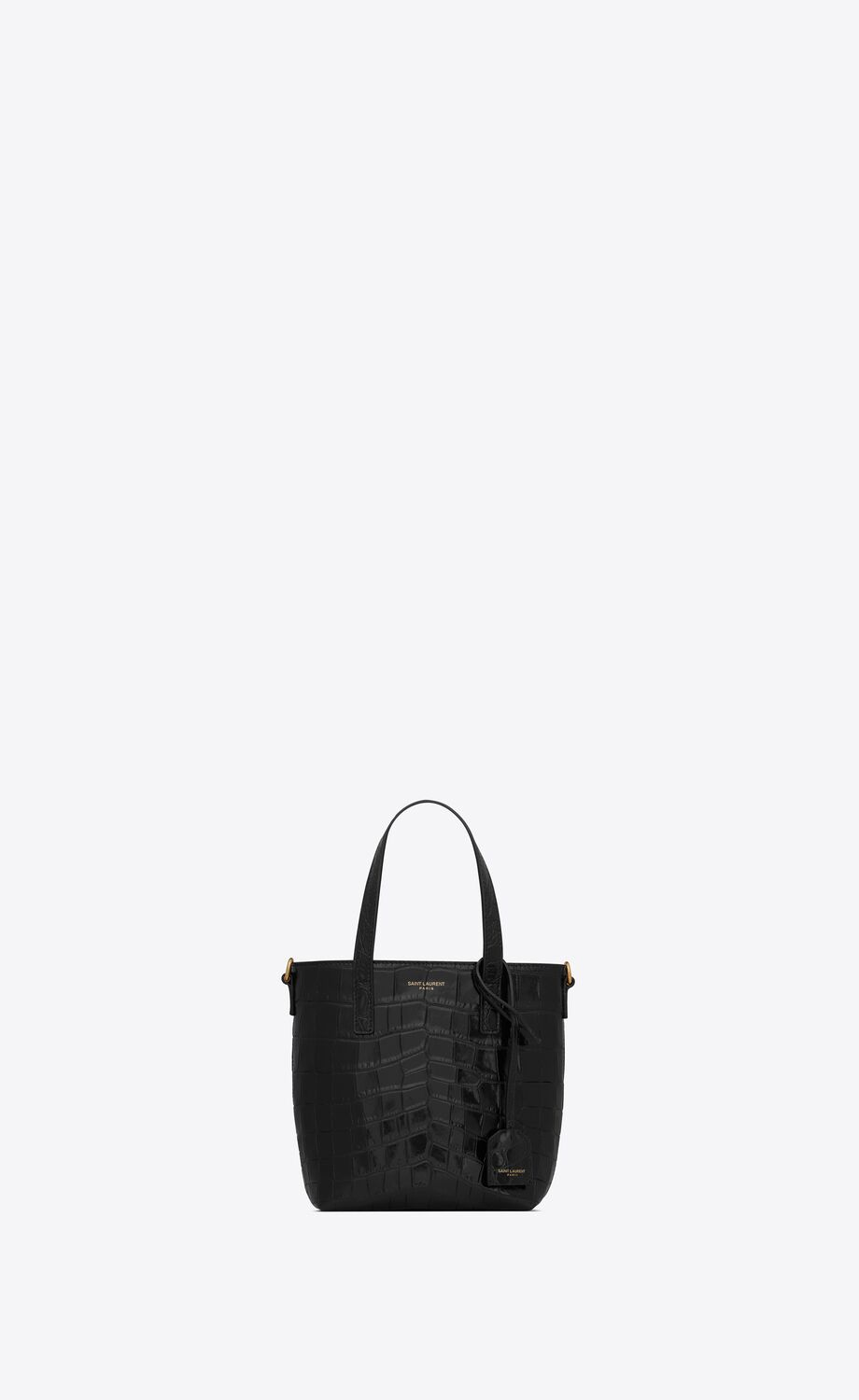 SAINT LAURENT PARIS MINI TOY SHOPPING IN CROCODILE-EMBOSSED LEATHER