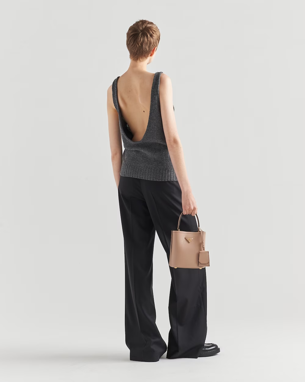 Small Saffiano Leather Prada Panier Bag