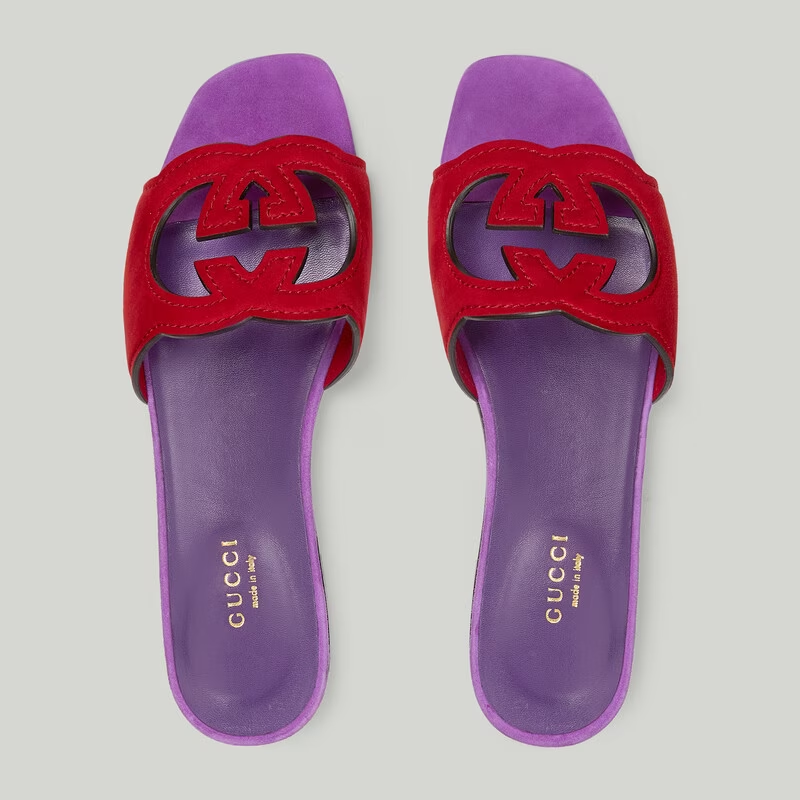 WOMEN'S INTERLOCKING G CUT-OUT SLIDE SANDAL